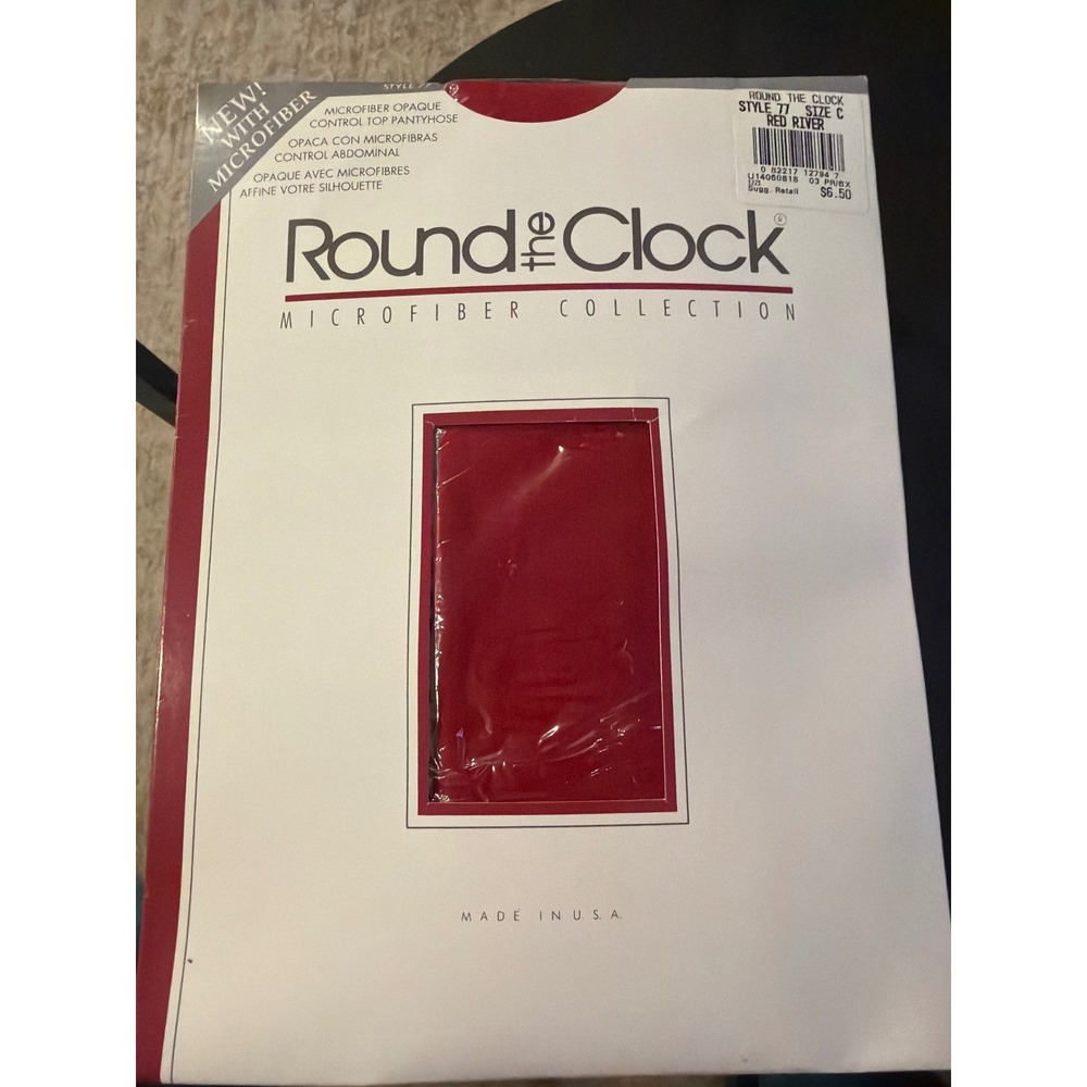 Round the Clock Microfiber Opaque Control Top Pantyhose Red Style 77 Size C MED